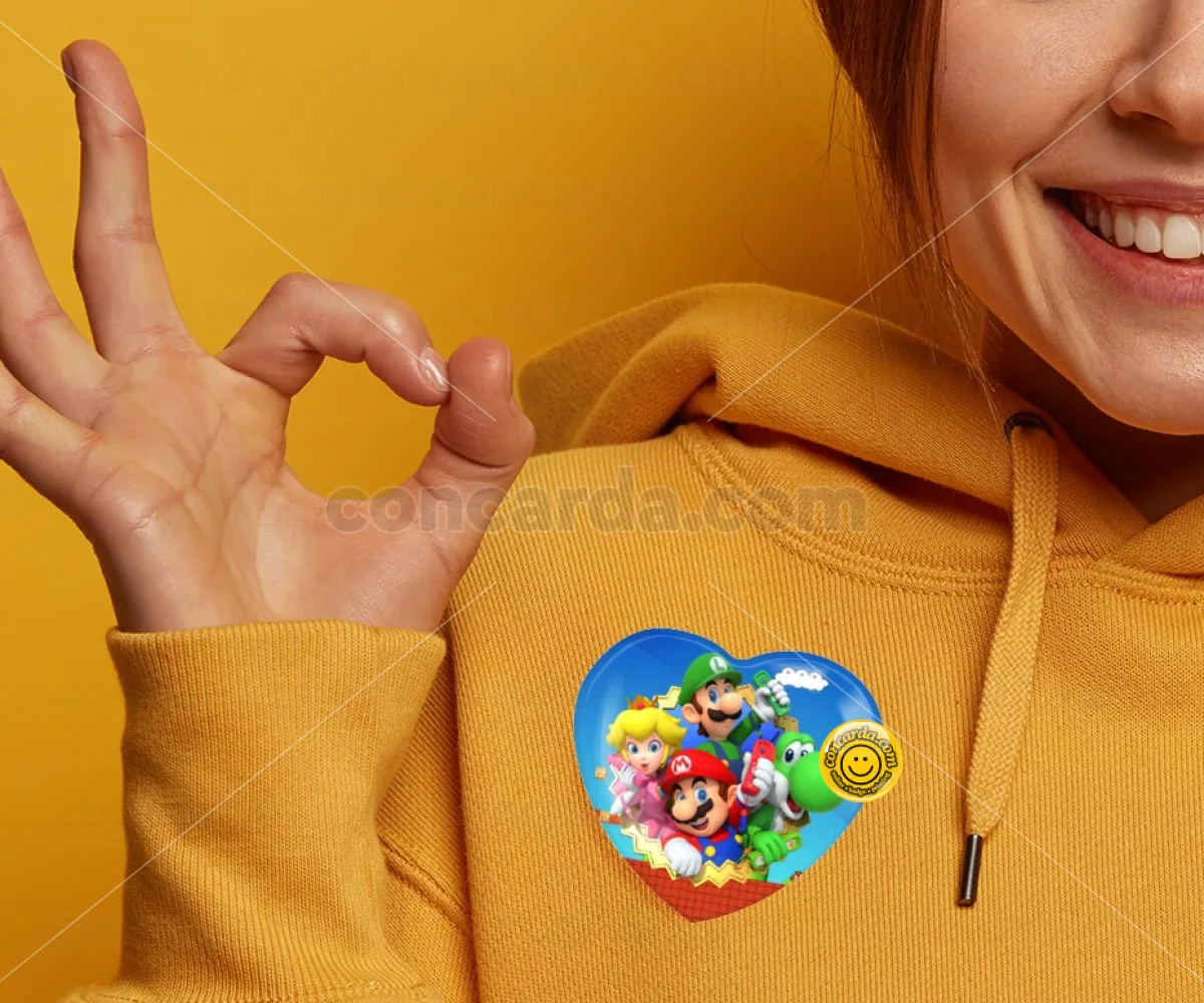 Super mario and Friends — Κονκάρδα Καρδιά 57mm