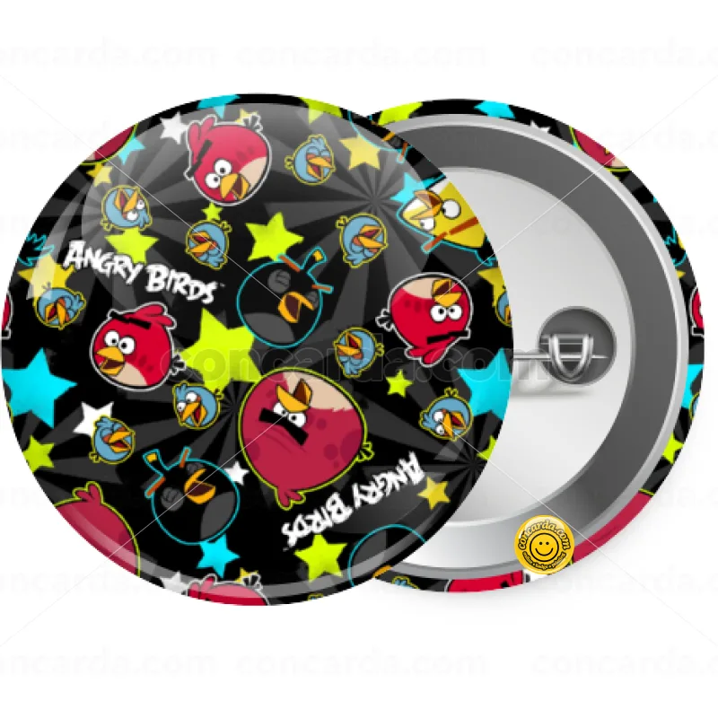 Τα πουλάκια angry birds μαύρο — Κονκάρδα Στρογγυλή, Παραμάνα 25mm