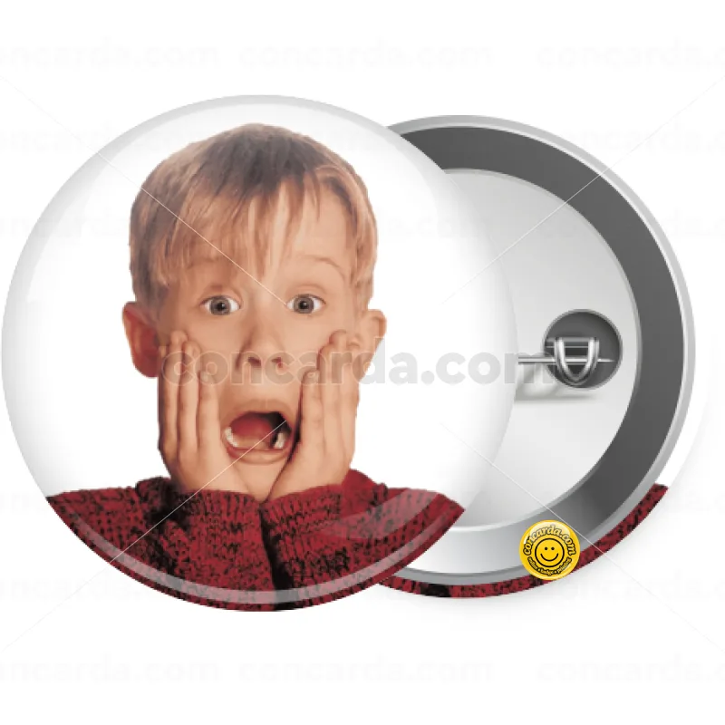 Μόνος στο σπίτι Kevin McCallister Shocked — Κονκάρδα Στρογγυλή, Παραμάνα 25mm