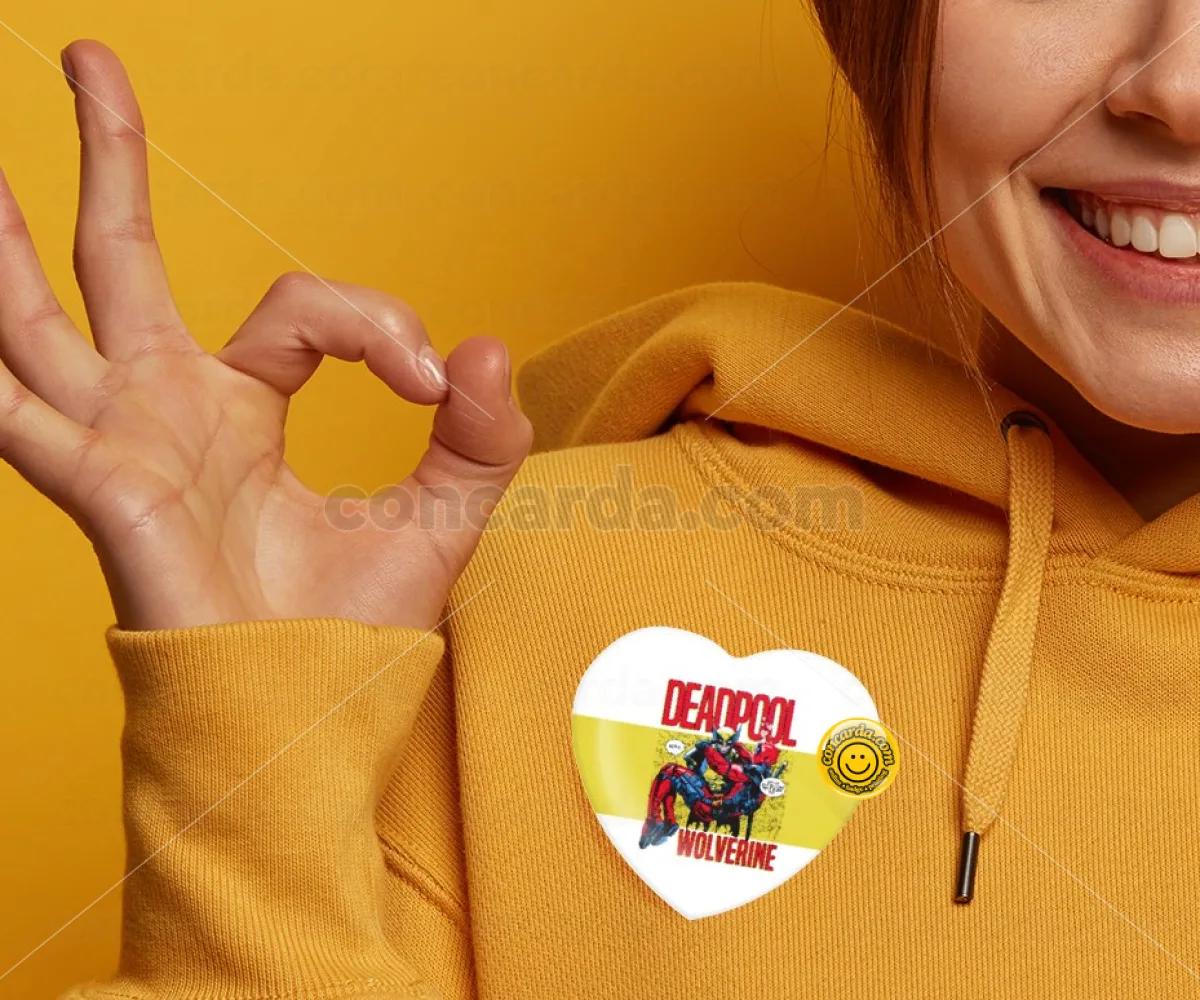 Superhero Deadpool Wolverine — Κονκάρδα Καρδιά 57mm
