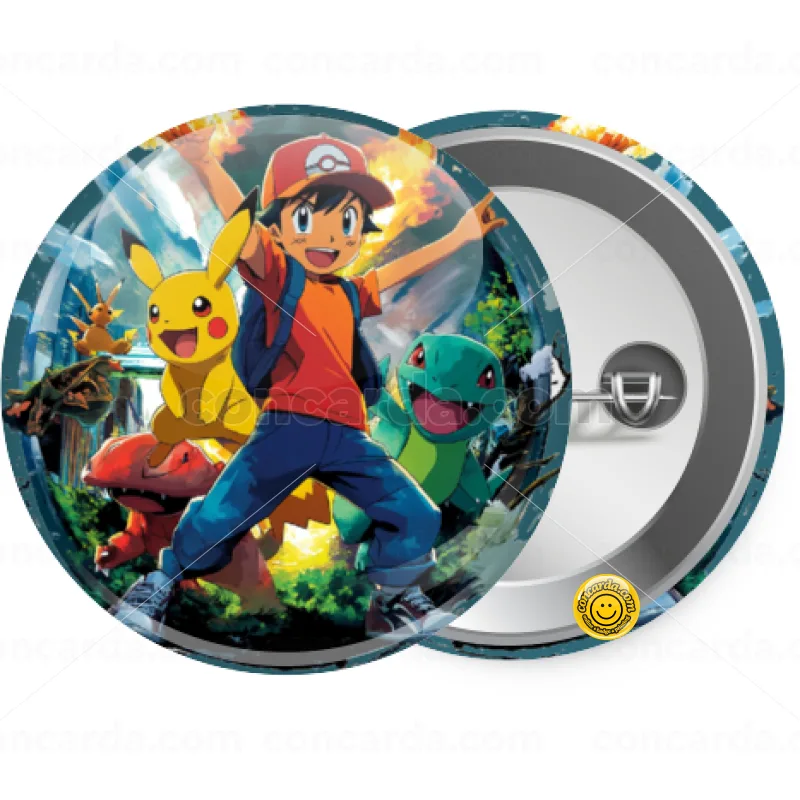 Ash Ketchum & Pikachu — Κονκάρδα Στρογγυλή, Παραμάνα 25mm