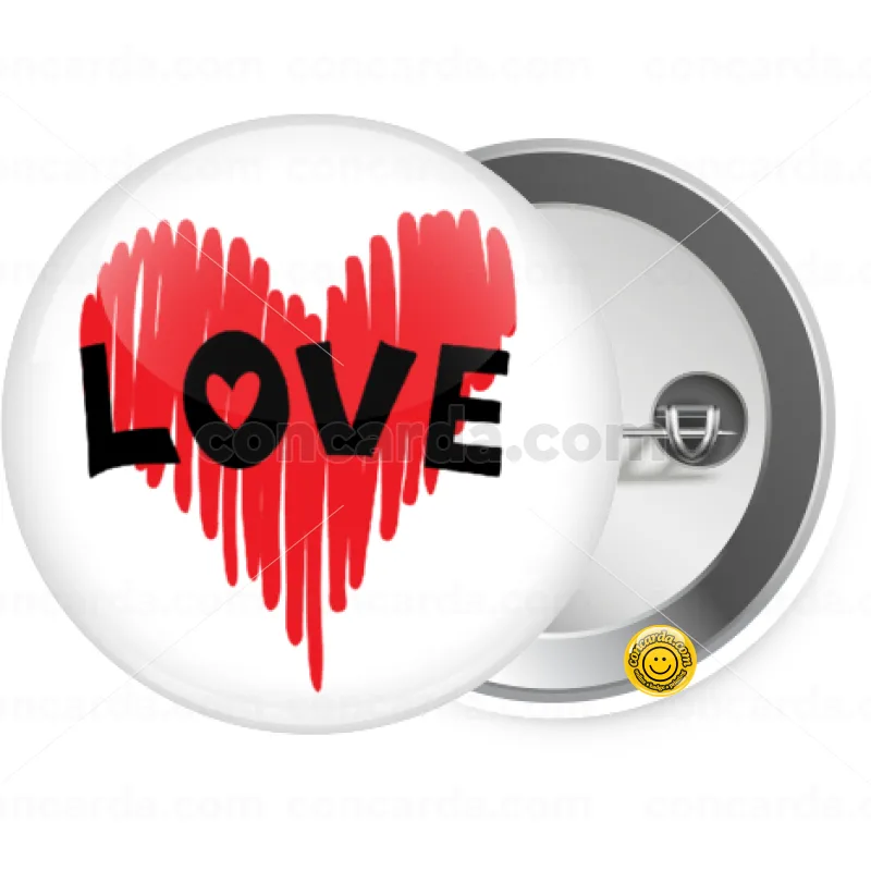 I Love You red heart — Κονκάρδα Στρογγυλή, Παραμάνα 25mm