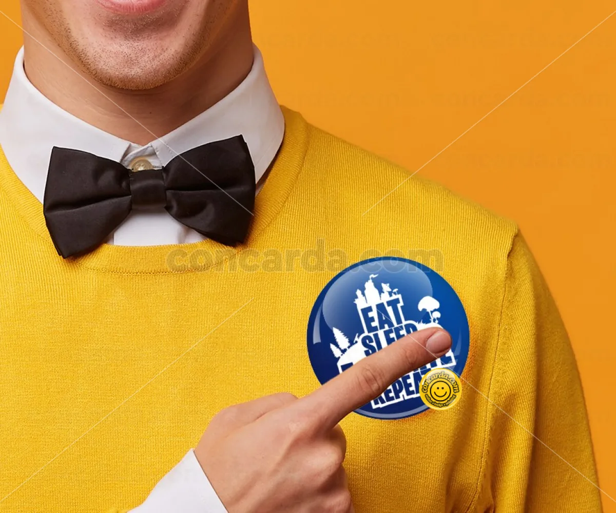 Eat Sleep Fortnite Repeat — Κονκάρδα Στρογγυλή, Παραμάνα 75mm