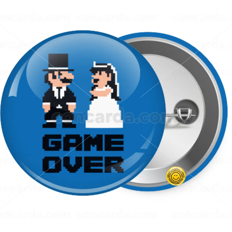 8bit Game Over Couple Wedding — Κονκάρδα Στρογγυλή, Παραμάνα 25mm