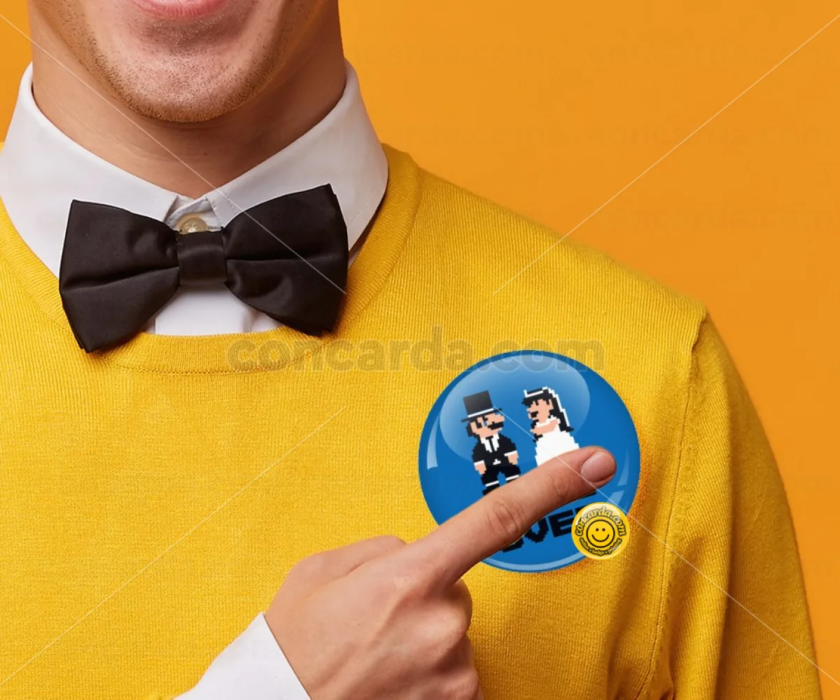 8bit Game Over Couple Wedding — Κονκάρδα Στρογγυλή, Παραμάνα 75mm