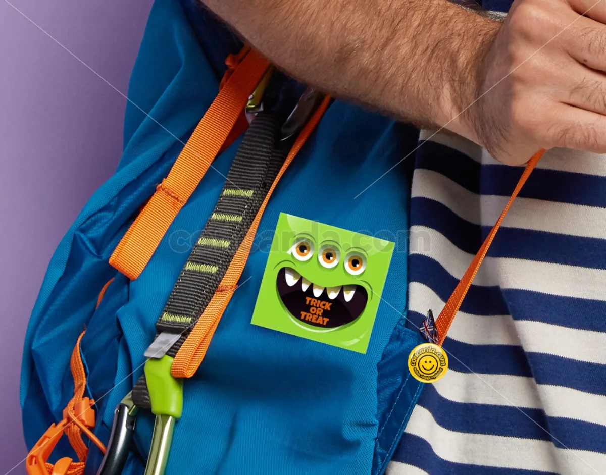 Halloween trick or treat 3 eyes monster — Κονκάρδα Angular, Παραμάνα 50mm