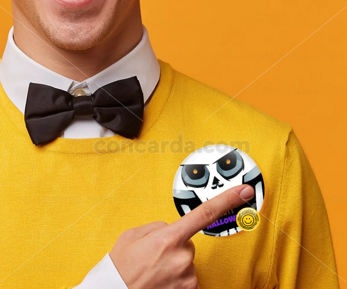 Halloween trick or treat Skeleton — Κονκάρδα Στρογγυλή, Παραμάνα 75mm
