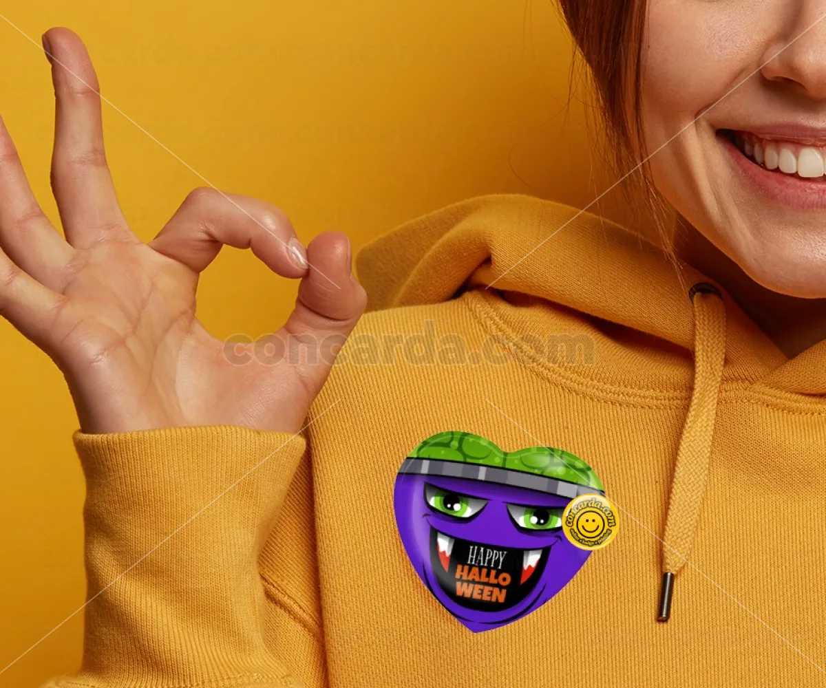 Halloween trick or treat Monster — Κονκάρδα Καρδιά 57mm