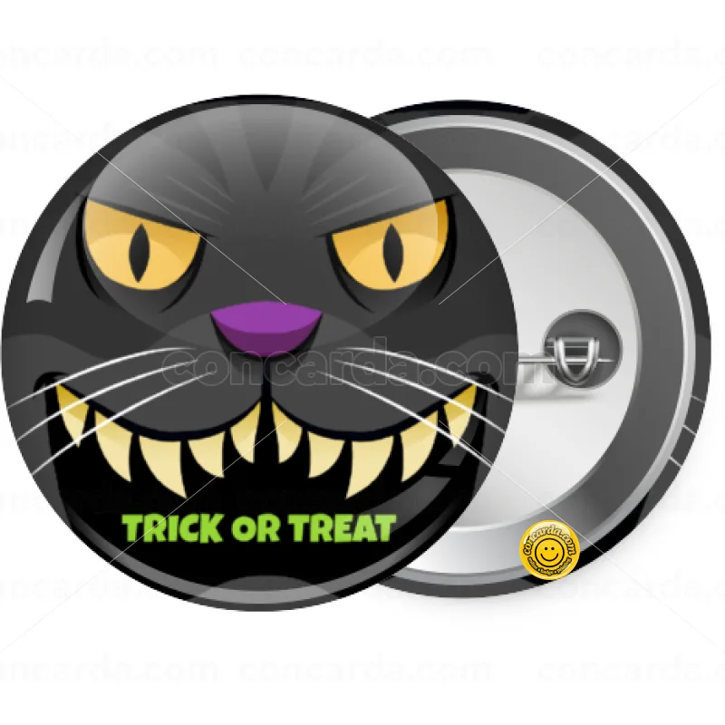 Halloween trick or treat Cat — Κονκάρδα Στρογγυλή, Παραμάνα 25mm